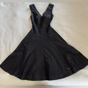 Norma Kamali Demin Black Grace Midi Dress, Sz 2